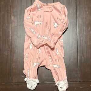 Carter's Pink Footies with Ruffled Collar and Elastic Cuffs